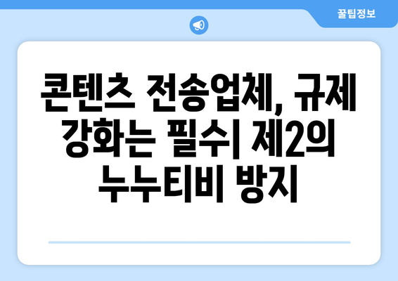 제2의 누누티비 막기 위한 매출 10억 이상 콘텐츠 전송업체 책임