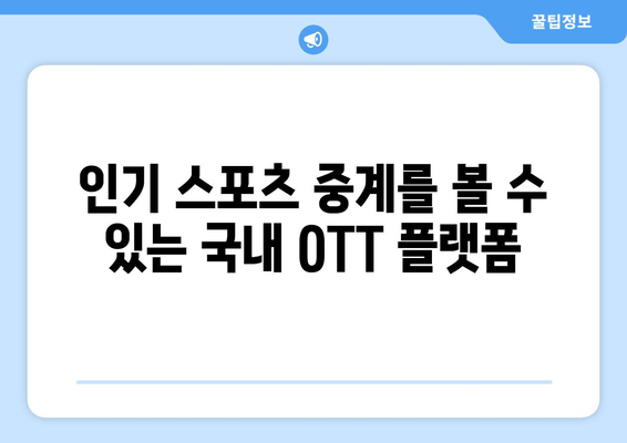 대한민국 OTT 중계 채널 소개