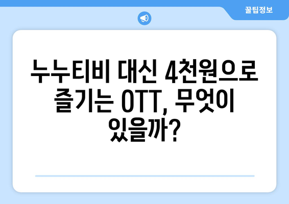 누누티비 대체 OTT 플랫폼: 한 달에 4천원으로 OTT 감상