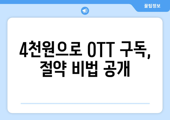 OTT를 4천원에 구독하는 비법: 누누티비 대신하는 방법