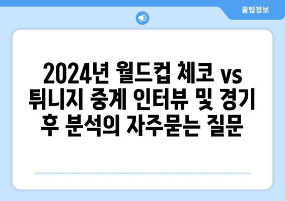 2024년 월드컵 체코 vs 튀니지 중계 인터뷰 및 경기 후 분석