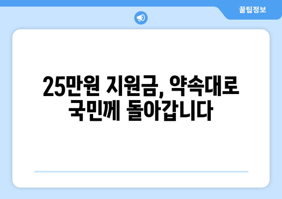 민생 고통 해소를 위한 25만원 지원금: 약속의 이행