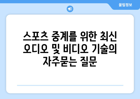 스포츠 중계를 위한 최신 오디오 및 비디오 기술