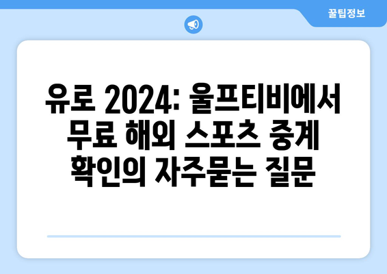 유로 2024: 울프티비에서 무료 해외 스포츠 중계 확인