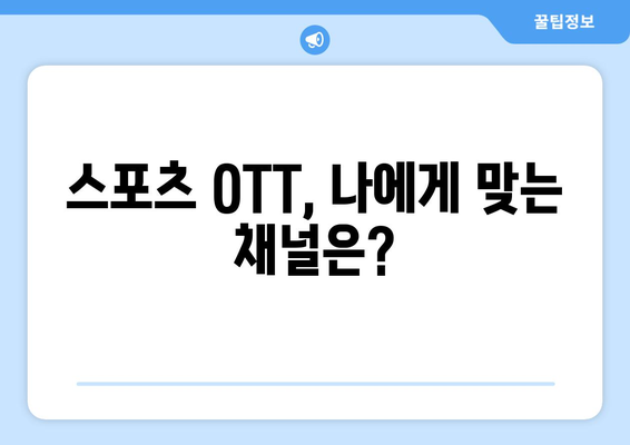 대한민국 스포츠 OTT 중계 채널 안내