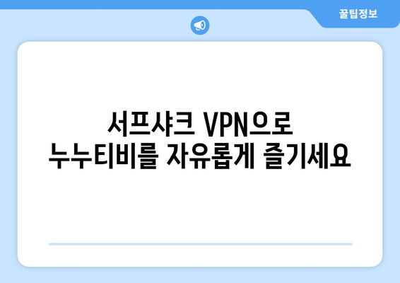 누누티비 접근 가능한 빠른 VPN: 서프샤크(Surfshark)