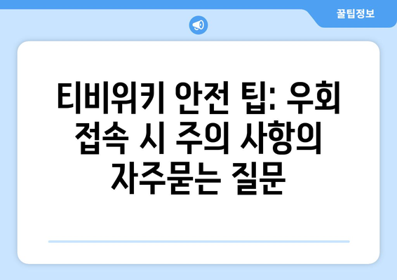 티비위키 안전 팁: 우회 접속 시 주의 사항