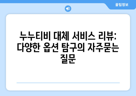 누누티비 대체 서비스 리뷰: 다양한 옵션 탐구