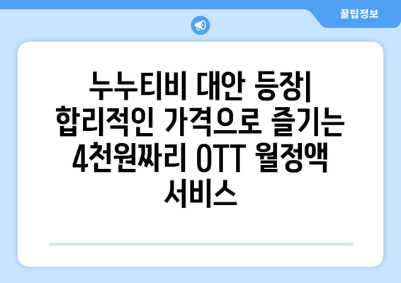 누누티비를 대체한 4천원짜리 OTT 월정액 서비스