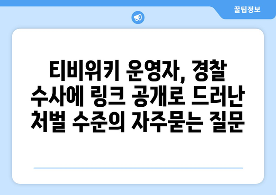 티비위키 운영자, 경찰 수사에 링크 공개로 드러난 처벌 수준