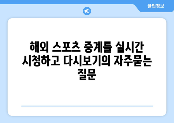 해외 스포츠 중계를 실시간 시청하고 다시보기