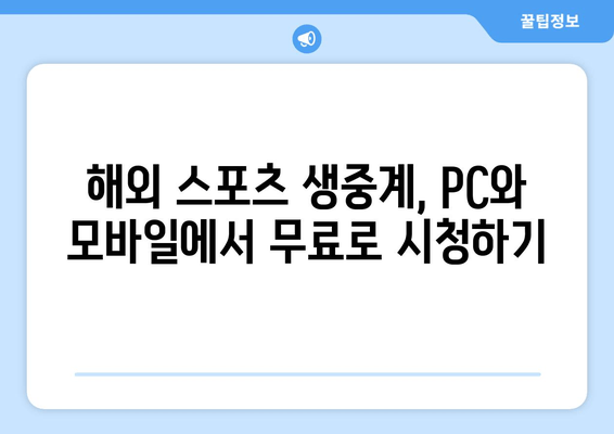 무료 해외 스포츠 중계 다시보기 및 실시간 시청 방법