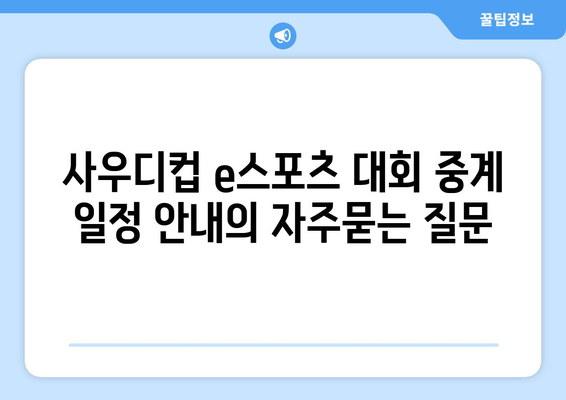 사우디컵 e스포츠 대회 중계 일정 안내