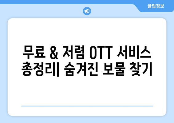 한 달 4,000원의 OTT 대체 방안 소개