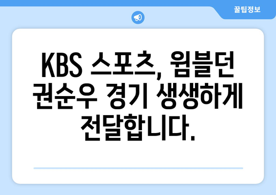 KBS 스포츠에서 2024년 윔블던테니스 권순우 대 홀거 루네 경기 방송