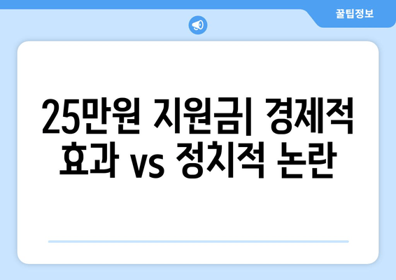 25만원 지원금: 정치적 갈등의 원천인가 국민 화합의 기반인가?