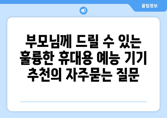 부모님께 드릴 수 있는 훌륭한 휴대용 예능 기기 추천