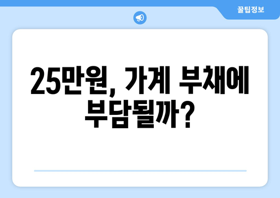 1인당 25만원 지급: 국민 구원의 희망인가 가계 부채의 증가인가?