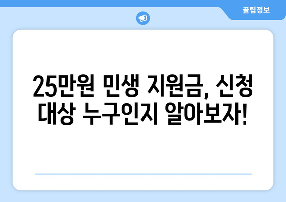 25만원 민생 지원금: 신청 대상 요약