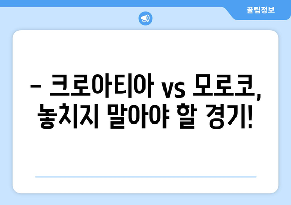 2024년 월드컵 크로아티아 vs 모로코 중계 링크 및 중계 플랫폼 안내