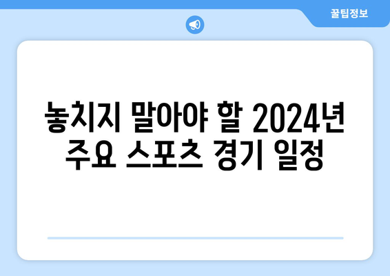 2024 스포츠 중계 일정 및 안내