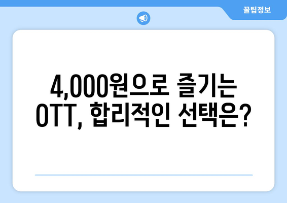 OTT를 4,000원에 구독하는 누누티비 대체 방법