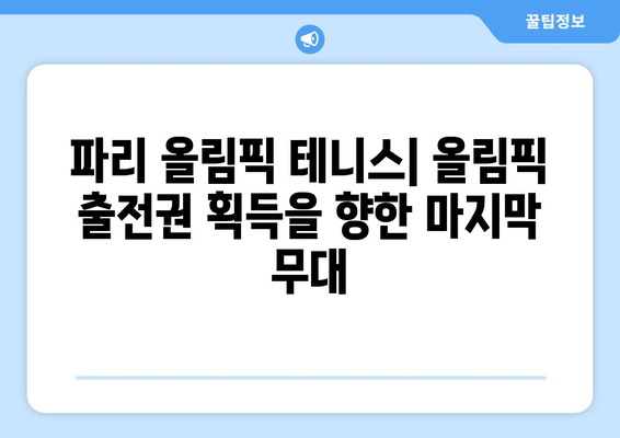 파리 올림픽 테니스: 올림픽 출전권 획득을 향한 마지막 무대