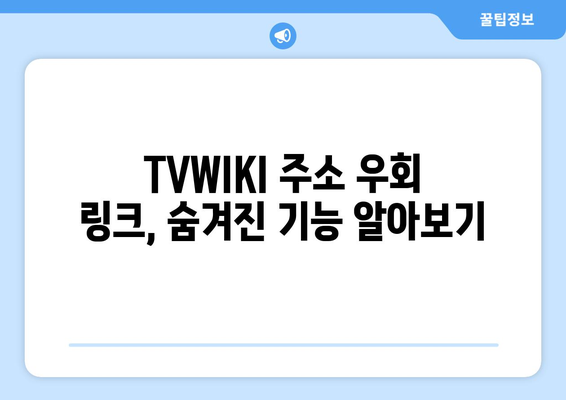 TVWIKI 주소 우회 링크 바로가기