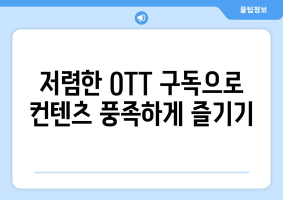 4,000원으로 OTT를 구독하는 방법: 누누티비 대체 방법