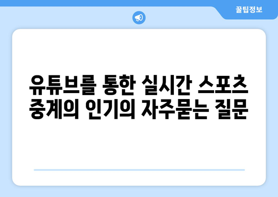 유튜브를 통한 실시간 스포츠 중계의 인기