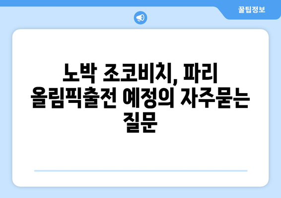 노박 조코비치, 파리 올림픽출전 예정