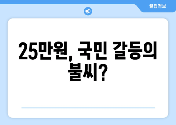 25만원 지원금: 정치적 갈등의 원천인가 국민 화합의 기반인가?