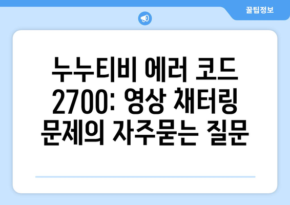 누누티비 에러 코드 2700: 영상 채터링 문제