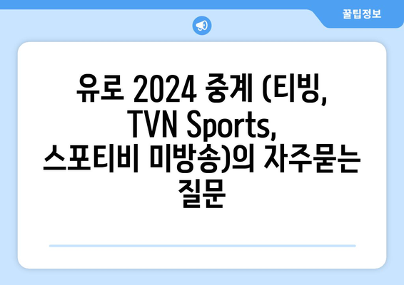 유로 2024 중계 (티빙, TVN Sports, 스포티비 미방송)