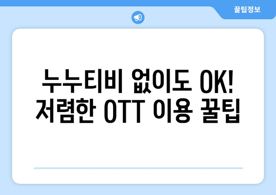 한 달에 4,000원으로 OTT 볼 수 있는 누누티비 대체 사이트