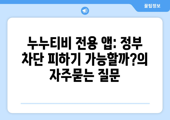 누누티비 전용 앱: 정부 차단 피하기 가능할까?