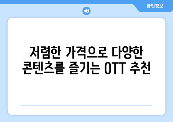 누누티비 대체 OTT 플랫폼: 한 달에 4천원으로 OTT 감상