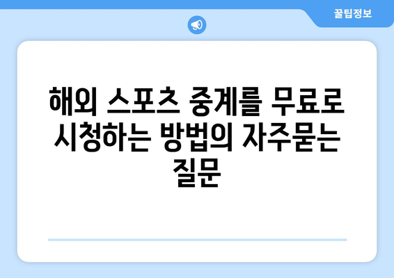 해외 스포츠 중계를 무료로 시청하는 방법