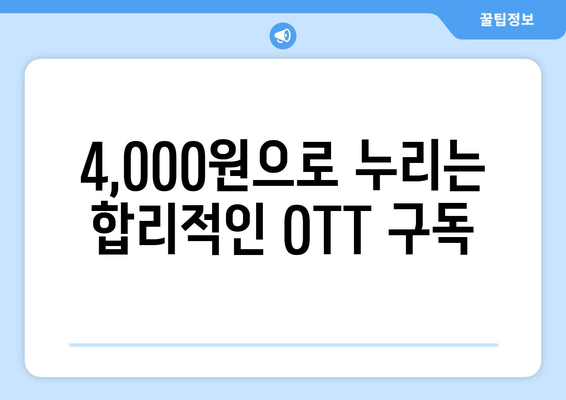 OTT 구독을 저렴하게 즐기는 방법: 누누티비 대신 4,000원으로