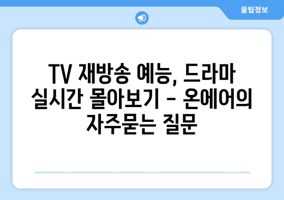 TV 재방송 예능, 드라마 실시간 몰아보기 - 온에어