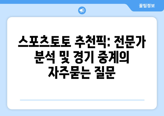 스포츠토토 추천픽: 전문가 분석 및 경기 중계