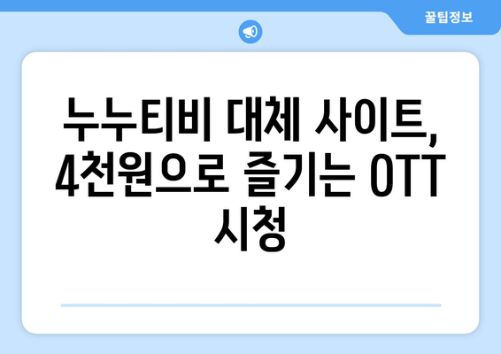 4천원으로 OTT 시청할 수 있는 누누티비 대체 사이트