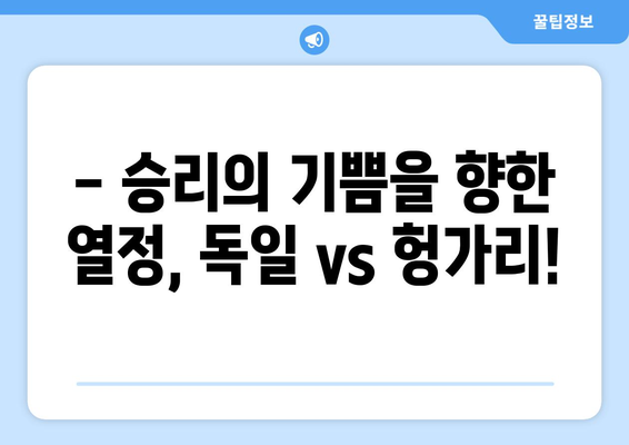 유로 2024 중계 독일 vs 헝가리