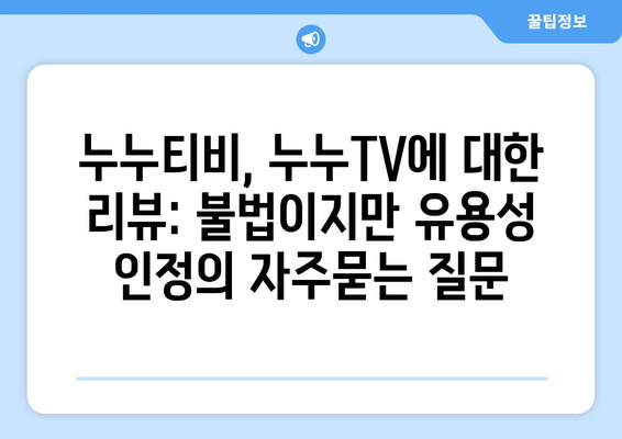 누누티비, 누누TV에 대한 리뷰: 불법이지만 유용성 인정