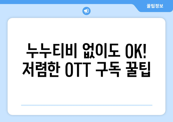 저렴한 가격으로 OTT 콘텐츠를 즐기는 누누티비 대안