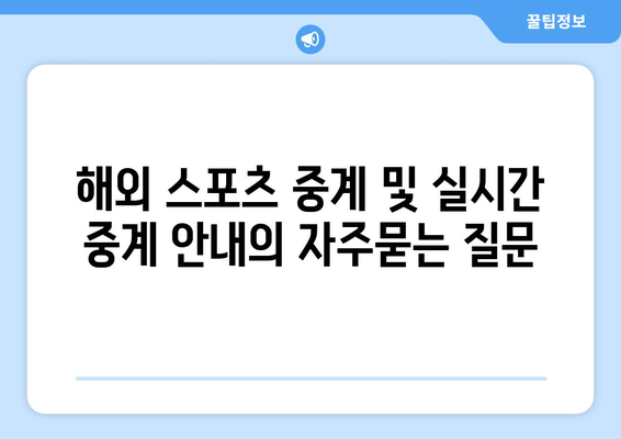 해외 스포츠 중계 및 실시간 중계 안내