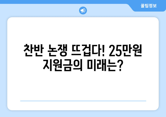 저소득층 지원의 과감한 시도: 25만원 지원금의 찬반 논쟁