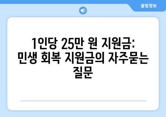 1인당 25만 원 지원금: 민생 회복 지원금