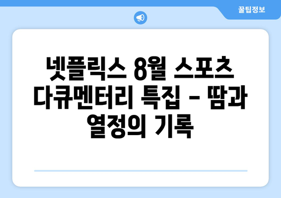 넷플릭스 8월 스포츠 다큐멘터리 특집 - 땀과 열정의 기록