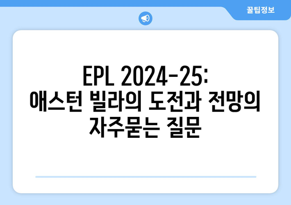 EPL 2024-25: 애스턴 빌라의 도전과 전망